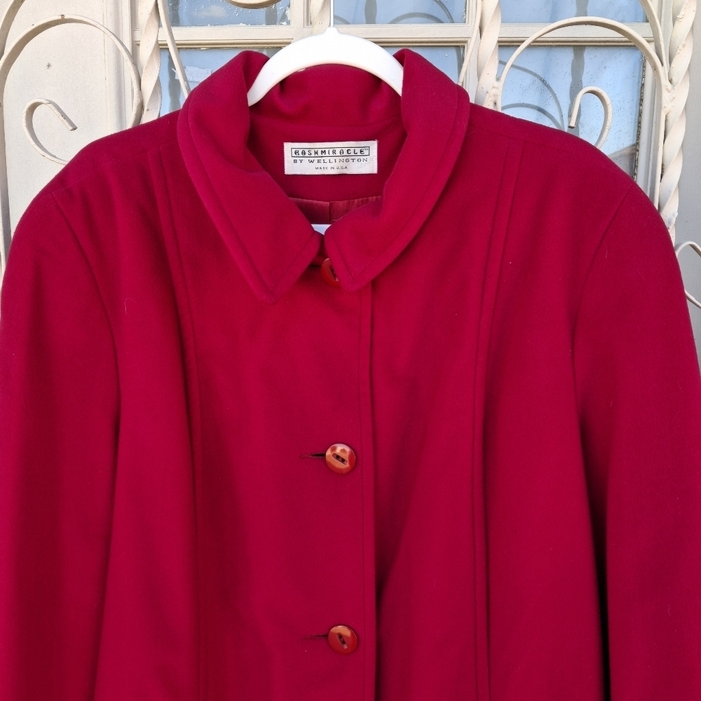 Kashmiracle by Wellington Fashions Cashmere-like Red Button-up Coat  Size 16 - Picture 2 of 15